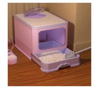 Litter Boxes Cat Litter Box with Lid, Front Entry Top Exit Kitty, Extra Large Enclosed with Scoop(Purple)