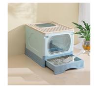 Litter Boxes Foldable Cat Litter Box, Extra Large top Entry with lids, XL for Big Cats, Easy Clean Kitty(Blue)