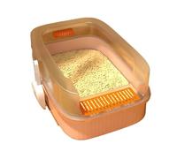 Litter Boxes Sifting Cat Litter Box with Scoop for Kittens, Open with High Sides, Small Pet Toilet Travel Pan for Kitty and Thiny Cats(Pink)