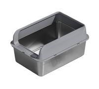 Litter Boxes Stainless Steel Cat Litter Box, Large Metal for Cats Rabbits, Rustproof, Non Stick Smooth Surface 23.62" L x 17.72" W 9.84" H(Dark Grey)