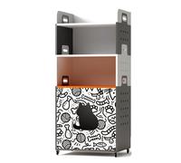 Litter Cabinet Enclosed Litter Box Furniture Solid Wood Multi-layer Board Material Universal Wheels with Brakes Side Pegboard Design Height 93/120CM Discreet Litter Box(56x40x120CM)