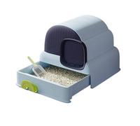 Litter Pan Anti-Splash Closed Hooded Kitten Litter Tray, Drawer Type Easy Clean Cat Toilet, Enclosed with Scoop, Privacy and Access for Cleaning(Blue)