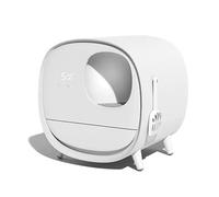 Litter Pan Cat litter box fully enclosed automatic drawer toilet extra large cat supplies(White)