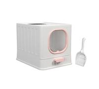 Litter Pan Cat Litter Box Fully Enclosed Toilet with Door, Large Top Entry with Scoop, Anti-splash Kitten House Boxes Pet Supplies(Pink)
