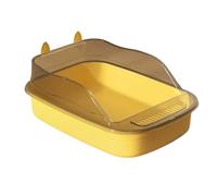 Litter Pan Cat Litter Box - High Sided Pan, Large, Indoor Tray, Pet Toilet Supplies, Non Stick, Easy to Clean(Yellow)