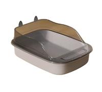 Litter Pan Cat Litter Box - High Sided Pan, Large, Indoor Tray, Pet Toilet Supplies, Non Stick, Easy to Clean(Gris)