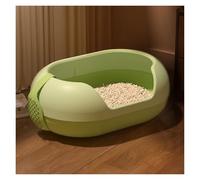 Litter Pan Cat Litter Box, Large for Big Cats Rabbit, Multi, Anti-Splashing Kitty,Tool-Free Assembly(Green)