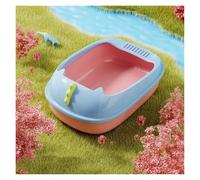 Litter Pan Cat Litter Box Pet Tray Open Potty Pan with Scoop Durable Anti Splashing Bedpan Pets Supplies(Pink)