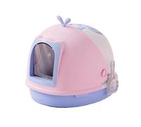 Litter Pan Cat Litter Box with Lid, Covered Top Entry Kitten Pan for Small and Medium Cats, Anti-Splashing Kitty Potty with Scoop, Easy to Assemble(Purple)