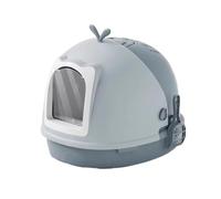 Litter Pan Cat Litter Box with Lid, Covered Top Entry Kitten Pan for Small and Medium Cats, Anti-Splashing Kitty Potty with Scoop, Easy to Assemble(Gris)