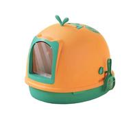 Litter Pan Cat Litter Box with Lid, Covered Top Entry Kitten Pan for Small and Medium Cats, Anti-Splashing Kitty Potty with Scoop, Easy to Assemble(Orange)