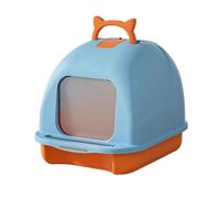 Litter Pan Cat Litter Box with Lid, Fully Enclosed Pan with Scoop, Leak Proof, Non-Sticky, Easy Clean(Blue)
