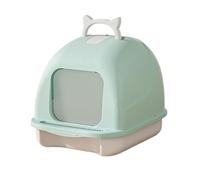 Litter Pan Cat Litter Box with Lid, Fully Enclosed Pan with Scoop, Leak Proof, Non-Sticky, Easy Clean(Green)