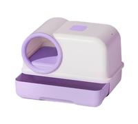 Litter Pan Cat Litter Pan with Lid and Scoop, Extra Large Box, Fully Enclosed Splash Proof for Small and Cats(Purple)