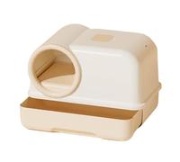 Litter Pan Cat Litter Pan with Lid and Scoop, Extra Large Box, Fully Enclosed Splash Proof for Small and Cats(Yellow)