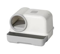 Litter Pan Cat Litter Pan with Lid and Scoop, Extra Large Box, Fully Enclosed Splash Proof for Small and Cats(Gris)