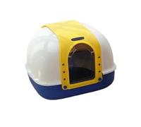 Litter Pan Covered Cat Litter Box for Indoor Cats, Anti-Splashing Large Enclosed Easy Clean, and Assemble, Include Scoop and Mat(Yellow)