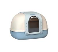 Litter Pan Covered Cat Litter Box for Indoor Cats, Anti-Splashing Large Enclosed Easy Clean, and Assemble, Include Scoop and Mat(Blue)