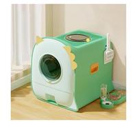 Litter Pan Covered Cat Litter Box with Scoop, Anti-Splashing Hooded, Drawer Type Easy Clean Toilet, 23.62" L x 20.87" W 16.93" H(Green)