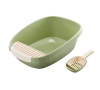 Litter Pan Enclosed Cat Litter Box, High Sided Extra Large for Big & Multiple Cats, Easy Cleaning with Scoop(Green,XL)