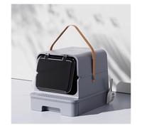 Litter Pan Enclosed Cat Litter Box, Potty with Front Door, Pull-Out Drawer Type, Toilet with Lid, Easy Cleaning and Anti-Splashing Tray with Plastic Scoop(Gris)