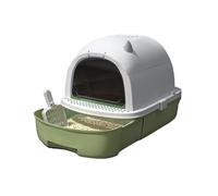 Litter Pan Enclosed Kitty Litter Box with Scoop, Large, Top Entry Anti-Splashing, Free In& Out Covered, Anti- Splashing Easy Clean(Green)