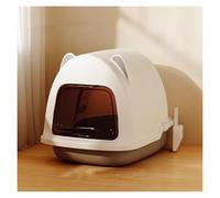 Litter Pan Extra Large Cat Ears Litter Pan Fully Enclosed with Scooping Pans(Gris)