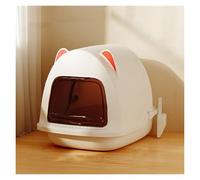 Litter Pan Extra Large Cat Ears Litter Pan Fully Enclosed with Scooping Pans(White)