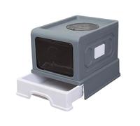 Litter Pan Fully Enclosed Cat Litter Pan, Cats Box with Front Entry & Top Exit Large Space Toilet Boxes, Drawer Pet Supplies(Gris)