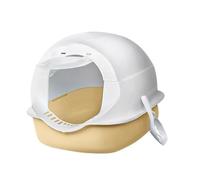 Litter Pan Fully Enclosed Splash-Proof Cat Litter Box, with Scoop, Large with Lids, Anti- Splashing Easy Clean(Yellow)