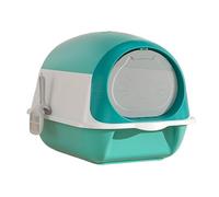 Litter Pan Hooded Cat Litter Box, Large Kitty Pan with Lid and Scoop, Enclosed Pans, Portable Pet Toilet(Blue)