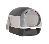 Litter Pan Hooded Cat Litter Box, Large Kitty Pan with Lid and Scoop, Enclosed Pans, Portable Pet Toilet(Gris)