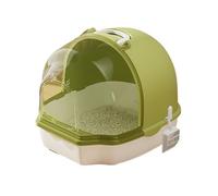 Litter Pan Jumbo Cat Litter Box Enclosure with Front Door Flap, Enclosed Plastic with Handle, Anti-Splashing Toilet(Green)