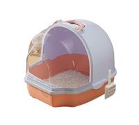 Litter Pan Jumbo Cat Litter Box Enclosure with Front Door Flap, Enclosed Plastic with Handle, Anti-Splashing Toilet(Purple)