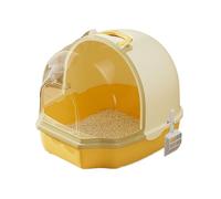 Litter Pan Jumbo Cat Litter Box Enclosure with Front Door Flap, Enclosed Plastic with Handle, Anti-Splashing Toilet(Yellow)