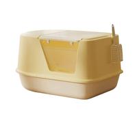 Litter Pan Jumbo Hooded Cat Litter Pan, Semi-Enclosed Box, Large for Small to Sized Cats(Yellow)