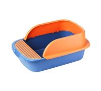 Litter Pan Kitty Litter Pan, Splashproof Semi-Closed Cat Basin, Rectangle Anti-Splash Pet Box(Blue,Large)
