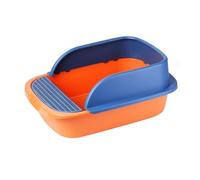 Litter Pan Kitty Litter Pan, Splashproof Semi-Closed Cat Basin, Rectangle Anti-Splash Pet Box(Orange,Medium)