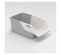 Litter Pan Large High Sides Cat Litter Box, Anti-Splashing Kitty, Open, Great for Small & Cats Easy to Clean(Gris)