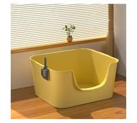 Litter Pan Large Litter Box with High Sides, Anti-Splashing Kitty, Multi Cat, Easy Clean Pan Include Scoop(Yellow)