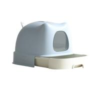 Litter Pan Large Litter Box with Lid, Covered for Indoor Cats with Tray, Enclosed Cat with Scoop for Medium and Big(Light blue)