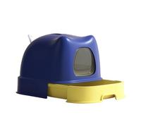 Litter Pan Large Litter Box with Lid, Covered for Indoor Cats with Tray, Enclosed Cat with Scoop for Medium and Big(Dark blue)