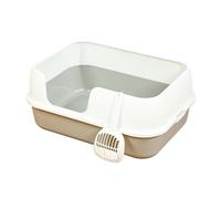 Litter Pan Litter Box Semi-Enclosed Cat, High Sided for Big Cats, Semi-Closed Detachable Cleaning Basin Kitten Toilet for Small Animal/Rabbit(White)