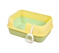 Litter Pan Litter Box Semi-Enclosed Cat, High Sided for Big Cats, Semi-Closed Detachable Cleaning Basin Kitten Toilet for Small Animal/Rabbit(Green)