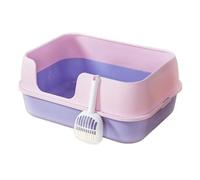 Litter Pan Litter Box Semi-Enclosed Cat, High Sided for Big Cats, Semi-Closed Detachable Cleaning Basin Kitten Toilet for Small Animal/Rabbit(Purple)