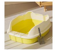Litter Pan Non-Stick Large Litter Box, Open Top Cat, Durable High Side Sifting for Small Cats(Yellow)