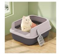 Litter Pan Open Litter Box, Semi-Open Anti-Splashing Cat, Durable High Side Sifting for Small Cats, Easy to Clean and Assemble(Light Grey,XL)