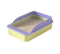 Litter Pan Open Top Cat Litter Box with High Side, Detachable Cleaning Basin, Pan with Shovel Plastic Bath for Cats and Small Dogs(Purple)