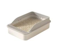 Litter Pan Open Top Cat Litter Box with High Side, Detachable Cleaning Basin, Pan with Shovel Plastic Bath for Cats and Small Dogs(Gris)