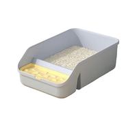 Litter Pan Open Top Pet Litter Tray, Semi Closed Cats Pan, Cat Box with High Sides for Supplies Indoor(Blue)